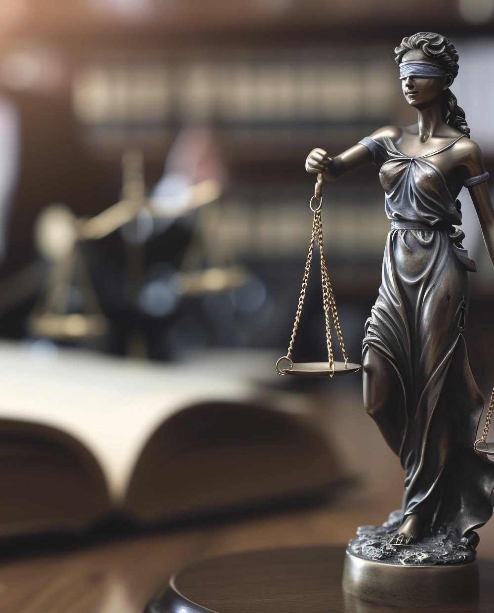 Scales of justice in the firm's Manhattan office